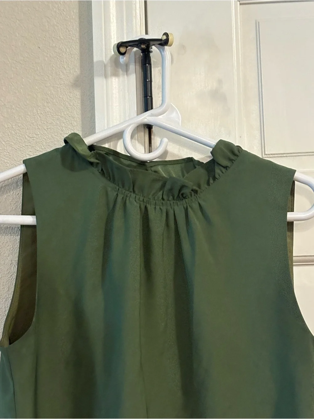 J. Crew Olive Green Sleeveless Ruffle-Neck Camisole